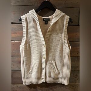 Eddie Bauer Beige Knit Cardigan Vest